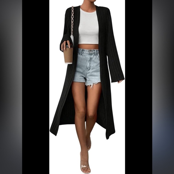 Guess sheer knit duster long sleeve slit hem sides sexy vacation wear - Picture 1 of 7